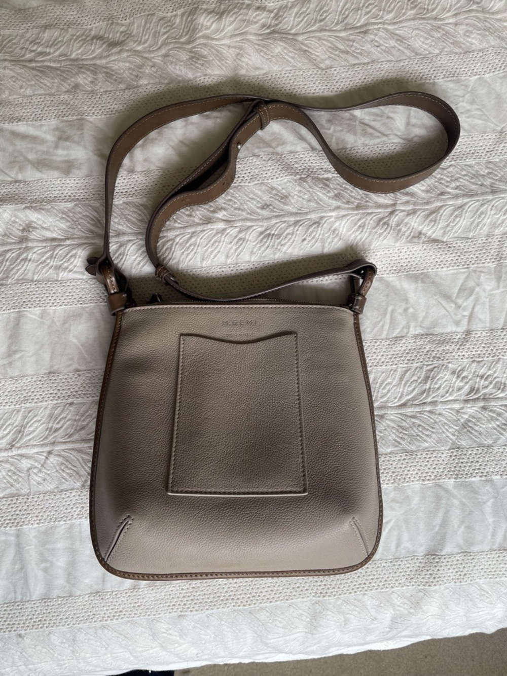 M. Gemi Classic Taupe Crossbody Bag with Front Pocket